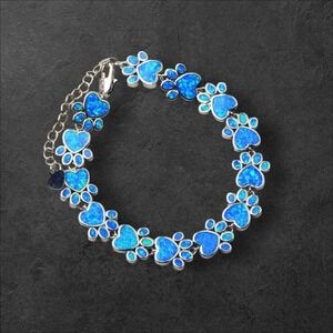 Hawaii Blue Opal Dog Paw Bracelet – 925 Sterling Silver